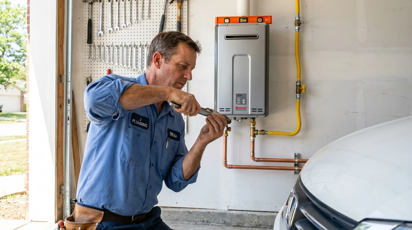 Tankless water heater installation by a Johns Plumbing LLC plumber in Austin